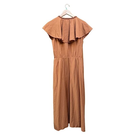 Vince NWT Braid Trim Flutter Sleeve Wrap Dress Copper Rust Medium - Picture 5 of 8